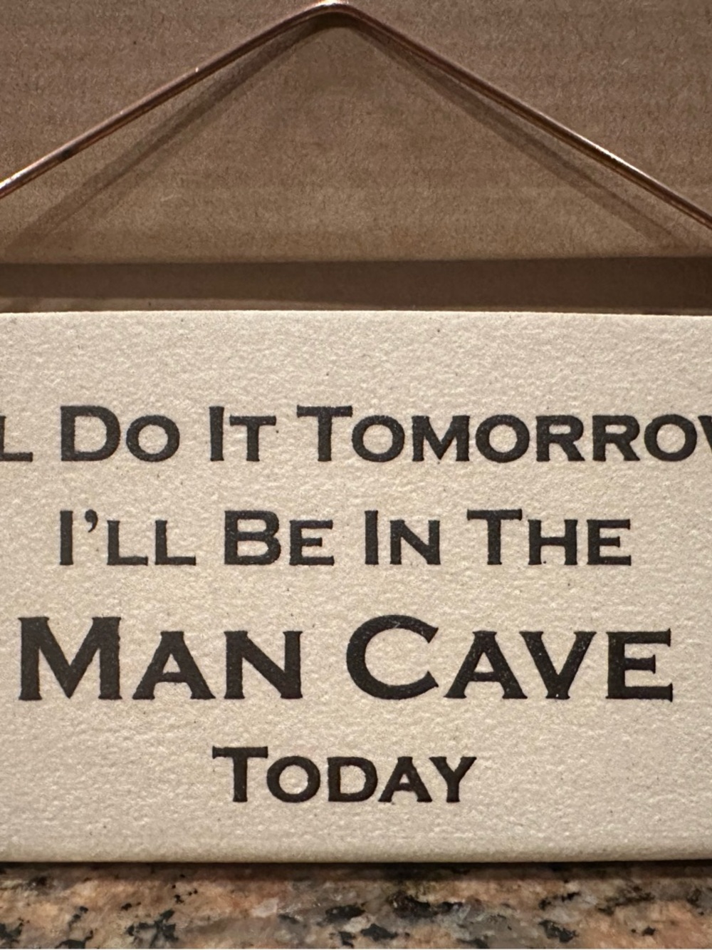 Man Cave Wall Plaque - Neutral Beige with Black Text